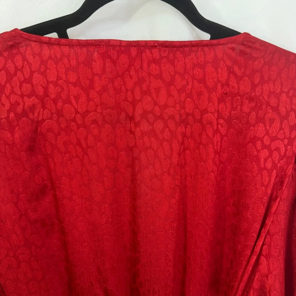 MICHAEL‎ KORS Red Animal Print Wrap Midi Dress 2X Romantic Feminine NWT $175